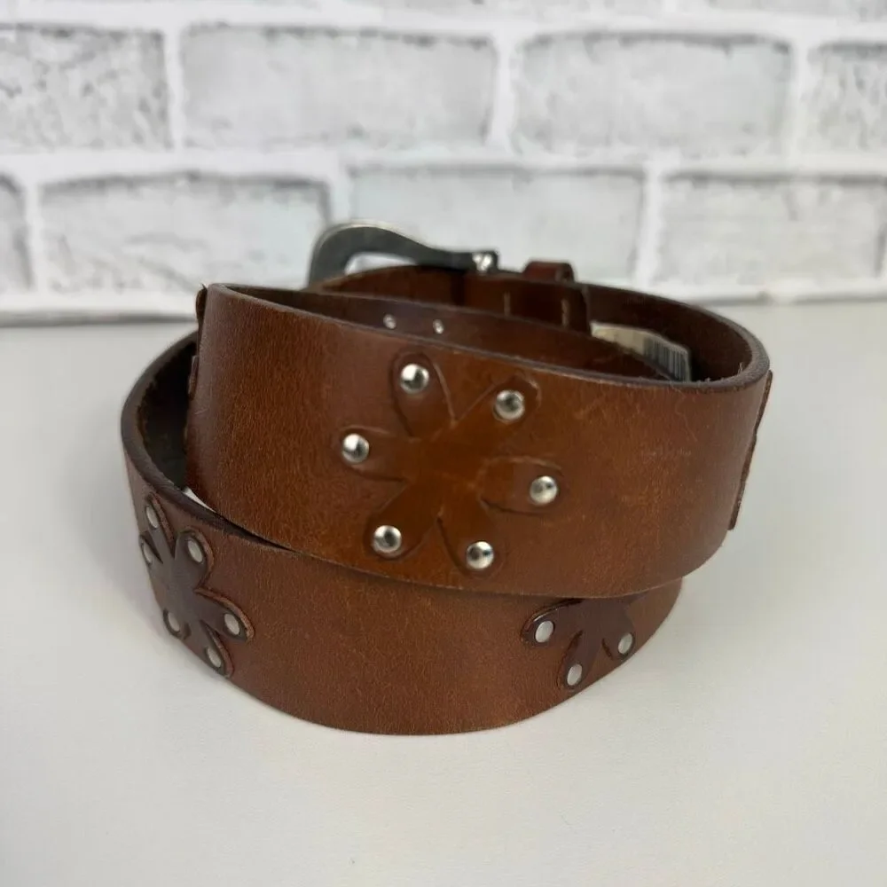 GAP Floral Patch Italian Leather Belt Size 34